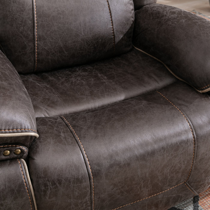 Bonzy Home 41" Wide Vintage Vegan Leather Dual Motor Power Recliner